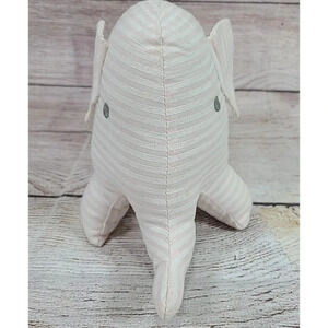 Janie And Jack Plush Elephant Stuffed Animal Rattle Pink White Striped 8" 2016